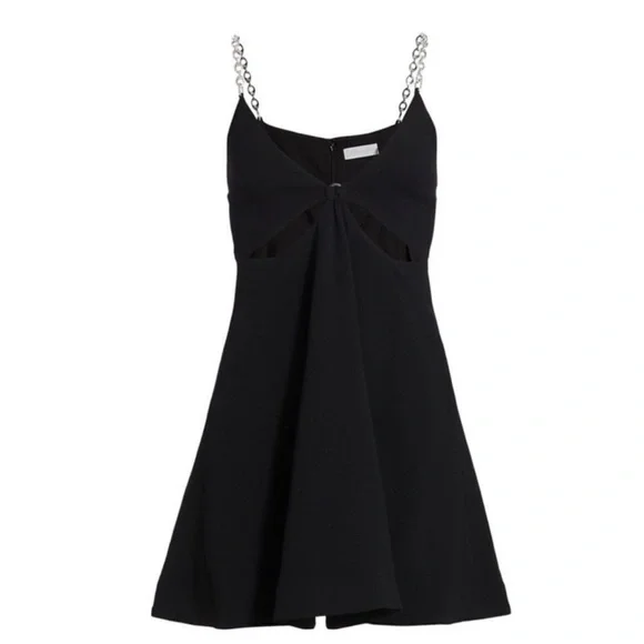 Jonathan Simkhai Ellis Crystal Strap Cut Out Mini Dress Size 4 Black/Silver - Picture 6 of 16